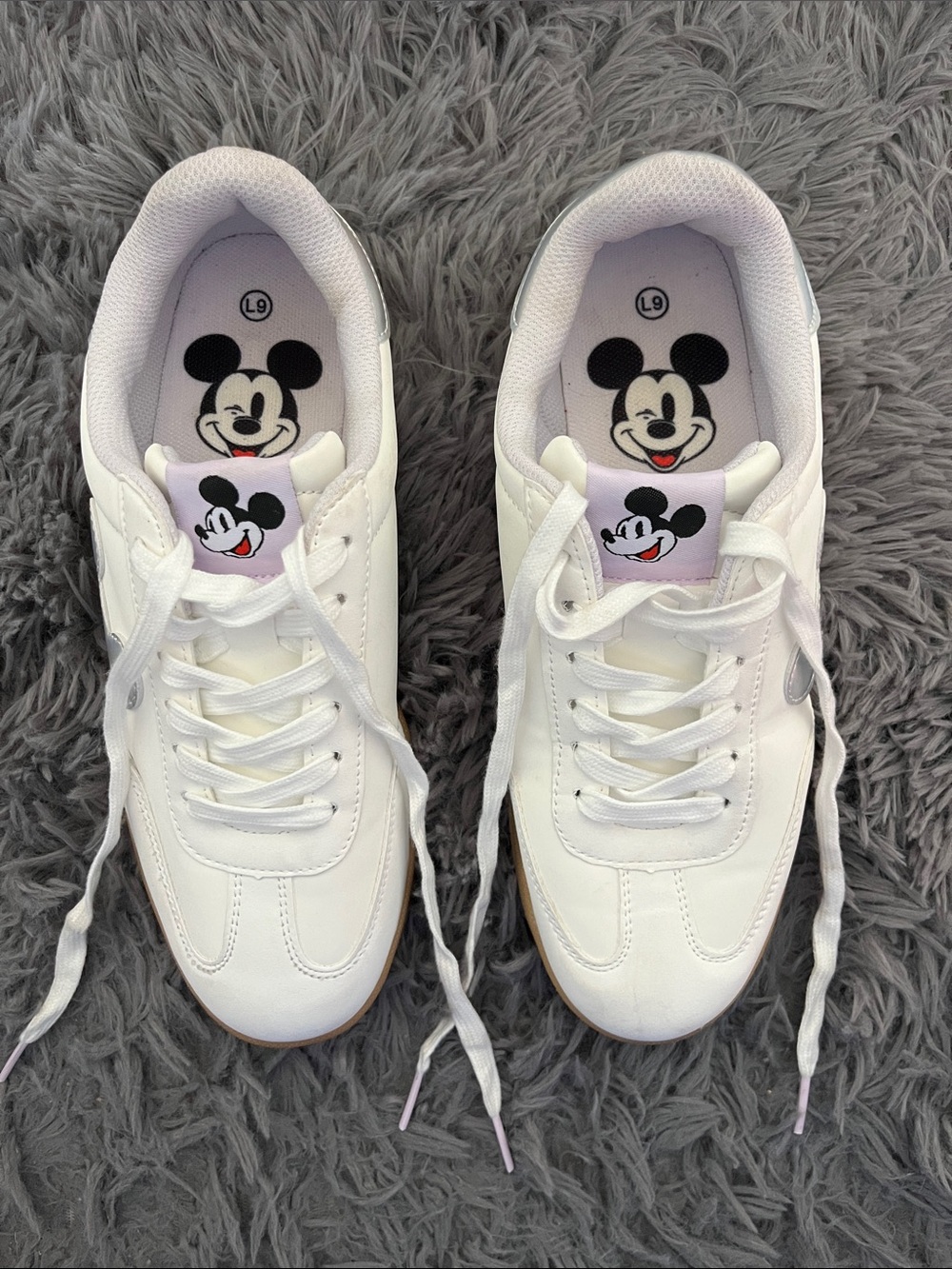 White Mickey Mouse Lace-Up Women's Sneakers